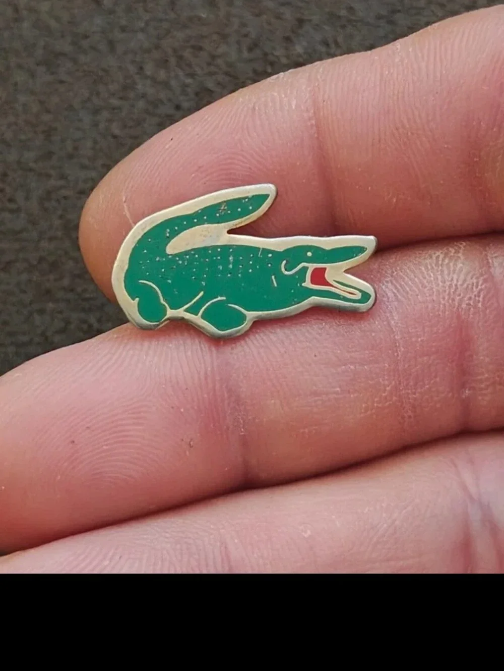 1980s Rare & Hard To Find Lacoste Gold Tone Enamel Crocodile Cloisonné Pin